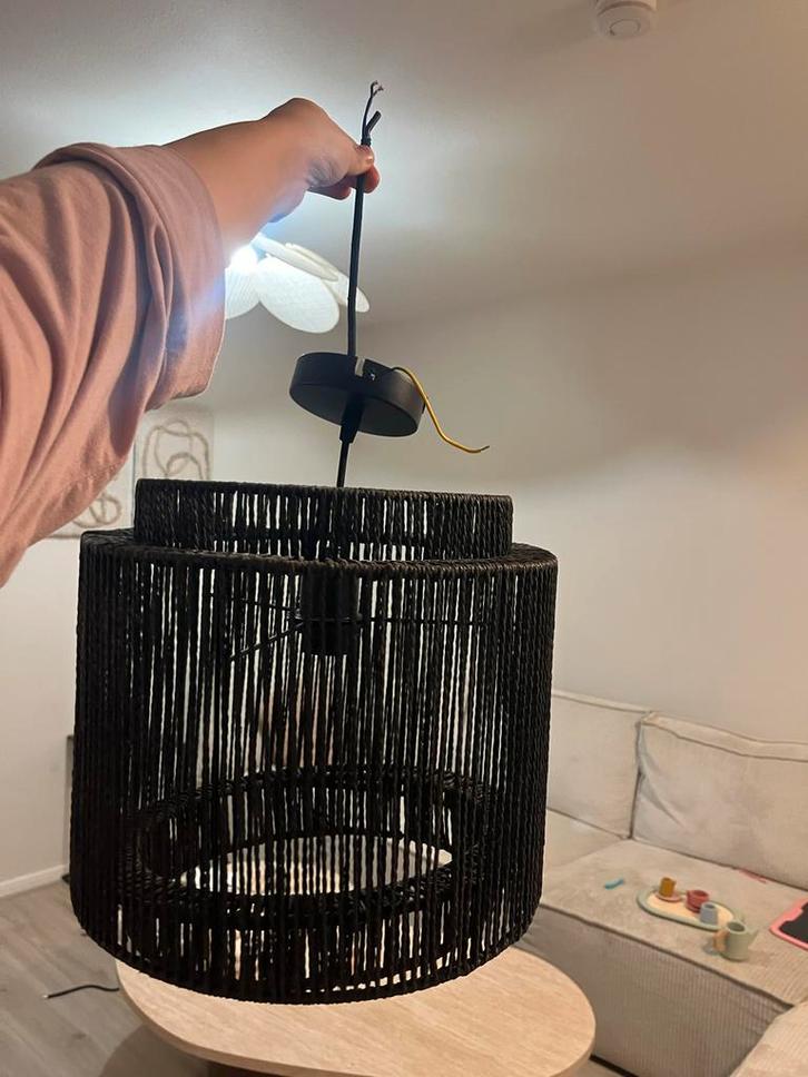 Kwantum Nezha Hanglamp Touw Zwart - 40cm, Huis en Inrichting, Lampen | Hanglampen, Zo goed als nieuw, Minder dan 50 cm, Stof, Ophalen of Verzenden