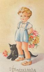 FR kind met hond Scottish Terrier Schotse Terrier, Verzenden, 1920 tot 1940, Gelopen, Overige thema's