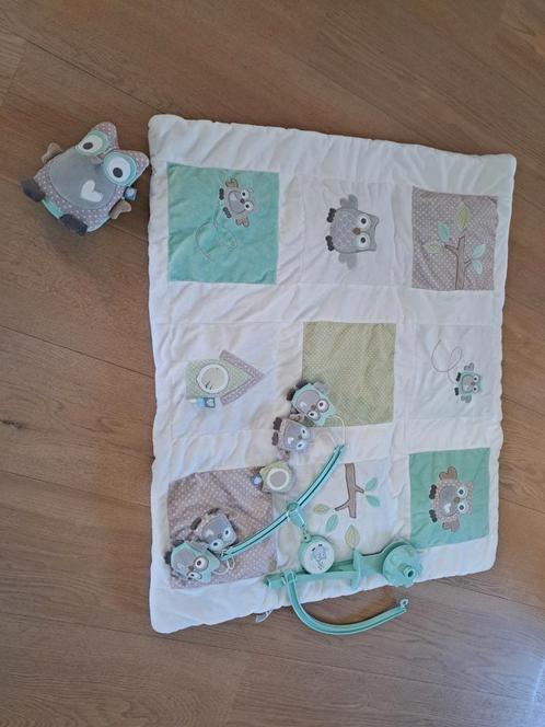 Tiamo boxkleed 85x100cm uiltjes, inclusief mobiel en knuffel, Kinderen en Baby's, Boxen, Zo goed als nieuw, Boxkleed, Ophalen of Verzenden