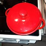 Gietijzer braad/stoofpan/ rood, Huis en Inrichting, Keuken | Potten en Pannen, Ophalen of Verzenden, Zo goed als nieuw, Gietijzer