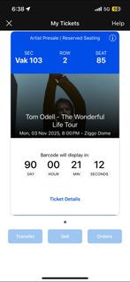 1 kaartje Tom Odell 3 november 2025, Tickets en Kaartjes, Kortingen en Cadeaubonnen, Eén persoon, Overige soorten, Overige typen