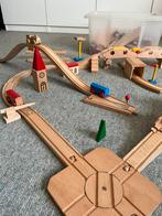 Houten treinset, treinen, treinrails, 100-delig, Kinderen en Baby's, Speelgoed | Houten speelgoed, Ophalen, Gebruikt, Overige typen