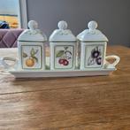 Villeroy en Boch Cascara Jampotjes voorraadpotjes met tray, Ophalen of Verzenden, Zo goed als nieuw, Porselein, Overige stijlen