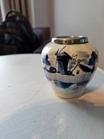 Delfts blauw lepelvaasje, zilveren rand, Antiek en Kunst, Ophalen of Verzenden