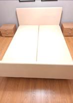 Boxspring 160x200 + 2 nachtkastjes, Huis en Inrichting, Slaapkamer | Bedden, Ophalen, Beige, Tweepersoons, Zo goed als nieuw
