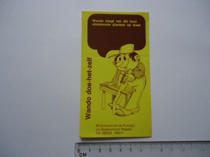 sticker oud Wando strip doe het zelf meppel vintage retro, Verzamelen, Stickers, Zo goed als nieuw, Bedrijf of Vereniging, Verzenden