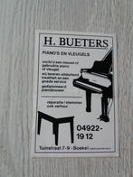 sticker H.BUETERS piano's en vleugels te Boekel, Verzamelen, Stickers, Ophalen of Verzenden, Zo goed als nieuw, Bedrijf of Vereniging