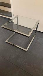 2 Stijlvolle Bijzettafeltjes, Huis en Inrichting, Minder dan 55 cm, Gebruikt, Vierkant, Glas