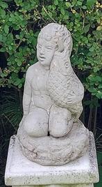 Tuinbeeld jongen met vis, Tuin en Terras, Tuinbeelden, Ophalen, Beton