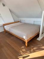 Tweepersoons bed met lattenbodem, Ophalen, Beige, Tweepersoons, 140 cm