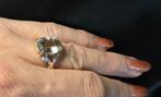 Gouden Vintage ring groene amethist en diamant. 2025/655, 18 tot 19, ., Ophalen of Verzenden, Zo goed als nieuw