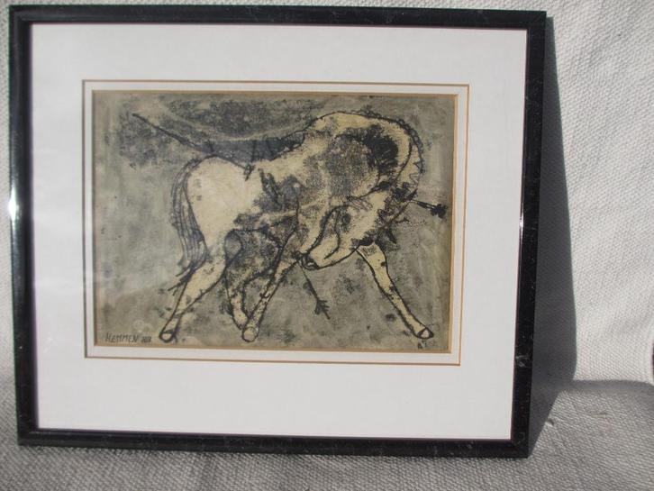 HANS LEMMEN MONOTYPE[uniek kunstwerk 1988], Antiek en Kunst, Kunst | Litho's en Zeefdrukken, Ophalen of Verzenden