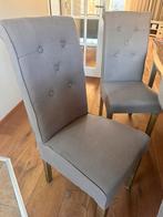 6 eetkamerstoelen – taupe stof, Ophalen, Zo goed als nieuw, Overige kleuren, Stof