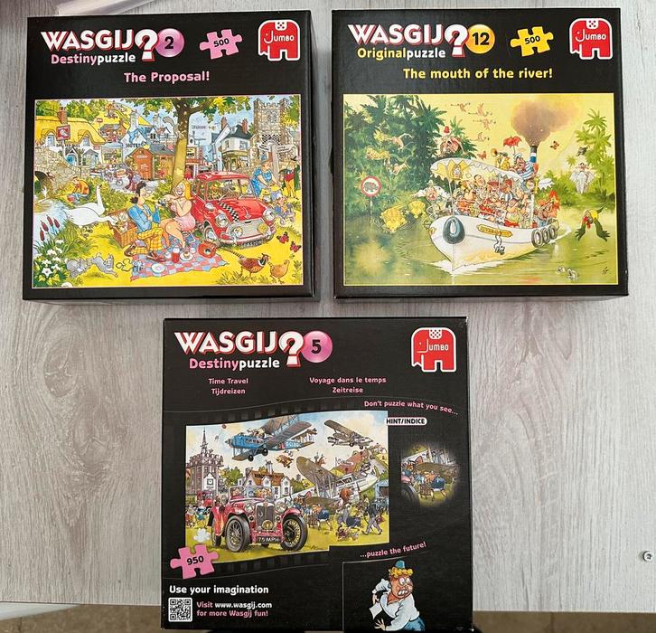 3 Wasgij puzzels - kan per stuk, Hobby en Vrije tijd, Denksport en Puzzels, Zo goed als nieuw, Legpuzzel, 500 t/m 1500 stukjes