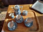 Vintage Koffieservies Chinees jaren 60 blauw 6 persoons, Ophalen, Gebruikt, Porselein, Compleet servies