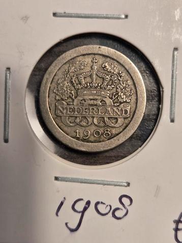 Zilveren 5 Cent 1908 Wilhelmina beschikbaar voor biedingen