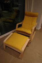 IKEA POÄNG Rocking Chair + Footstool – Yellow, Ophalen, Overige materialen, 75 tot 100 cm, Zo goed als nieuw