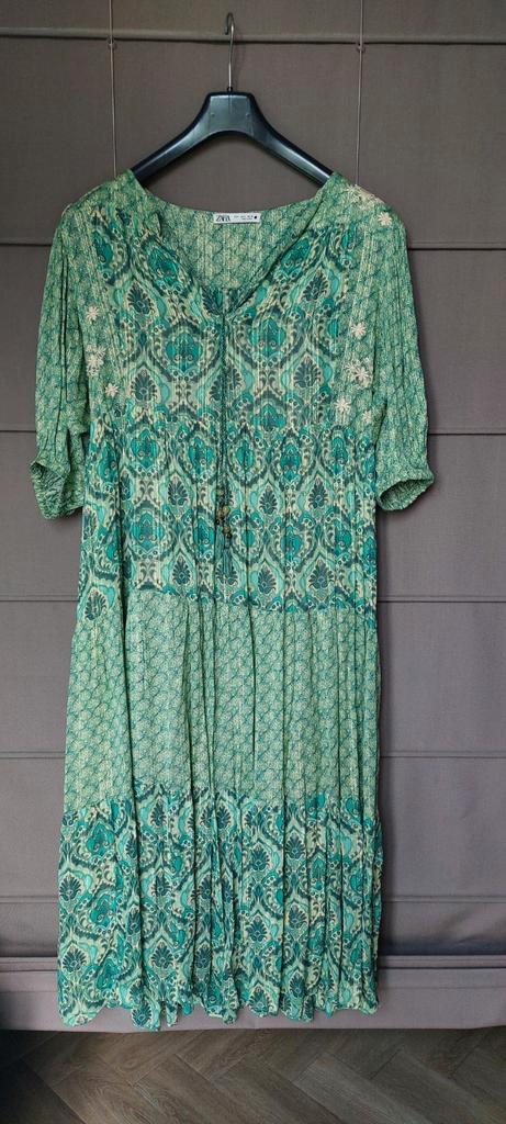 Eyecatcher!! Ibiza jurk. Zara. Groen. S., Kleding | Dames, Jurken, Nieuw, Maat 36 (S), Groen, Onder de knie, Ophalen of Verzenden