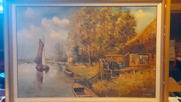 Schilderij Nunspeet 105 cm breed 75 cm hoog gesigneerd. beschikbaar voor biedingen