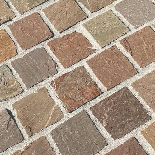 kasseien Kandla Ocre Multicolor 14x14x5/7 cm gekapt, Tuin en Terras, Tegels en Klinkers, Nieuw, Klinkers, Natuursteen, Ophalen