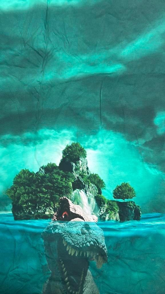 Dinosaurus french terry paneel, Hobby en Vrije tijd, Stoffen en Lappen, Nieuw, Katoen, 120 cm of meer, 30 tot 200 cm, Ophalen of Verzenden