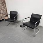 Leuke set van 2 fauteuils/stoelen + ronde glastafel, Ophalen, Gebruikt, 75 tot 100 cm, X