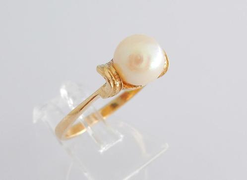 Prachtige grote 18 karaat Gouden Damesring Ring met Parel, Sieraden, Tassen en Uiterlijk, Ringen, Nieuw, Dame, 19 tot 20, Goud