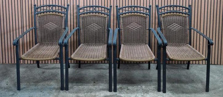 55 x Terrasstoelen metaal wicker terras cafe stoelen horeca, Huis en Inrichting, Stoelen, Zo goed als nieuw, Vijf, Zes of meer stoelen
