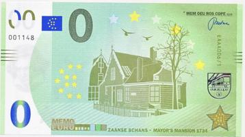 Nederland 0-Euro biljet Zaanse schans Mayor’s Mansion 2018 beschikbaar voor biedingen