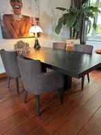Eetkamertafel met 4 eetkamer stoelen/ kuipstoelen, Huis en Inrichting, Ophalen, Zo goed als nieuw, Vier, Stof