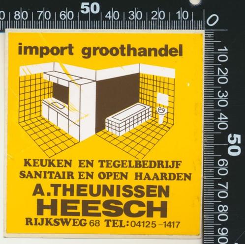 Sticker: Theunissen Keuken en Tegelbedrijf - Heesch, Verzamelen, Stickers, Zo goed als nieuw, Bedrijf of Vereniging, Ophalen of Verzenden