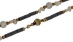 Zoetwater parel met hematiet kralen ketting 14k gouden slot, Sieraden, Tassen en Uiterlijk, Antieke sieraden, Ophalen of Verzenden