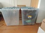 2 kunststof opberg dozen / bakken 100 L MOET NU WEG, Doe-het-zelf en Verbouw, Kratten en Dozen, Ophalen, Gebruikt, 40 tot 60 cm