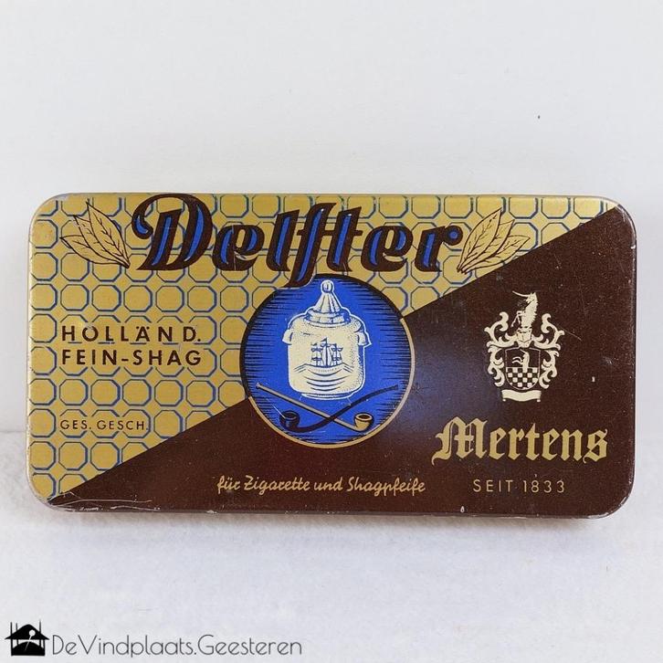 Oud Duits blik voor Mertens Delfter Fein Shag, Verzamelen, Blikken, Zo goed als nieuw, Overige, Ophalen of Verzenden