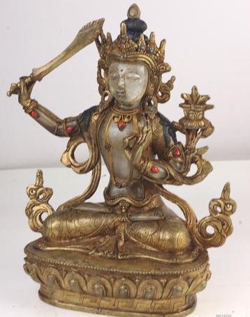 Zeer bijzonder Manjushri beeld is gemaakt van massief, gesne beschikbaar voor biedingen