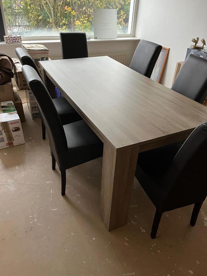 Eettafel met 6 stoelen, Huis en Inrichting, Complete eetkamers, Zo goed als nieuw, 4 tot 6 stoelen, Ophalen of Verzenden