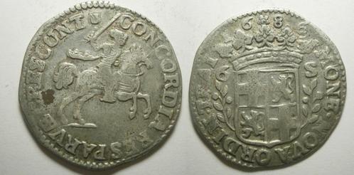 Utrecht Rijderschelling zilver 1686 OVERSLAG 81, Postzegels en Munten, Munten | Nederland, Losse munt, 25 cent, Vóór koninkrijk