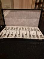 Verzilverde gebaksvorken in cassette, Ophalen of Verzenden