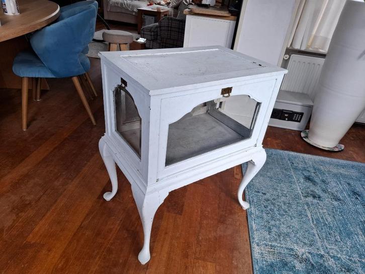 Uniek wit antieke theekast met drie openklapbare zijden, Antiek en Kunst, Antiek | Meubels | Kasten, Ophalen