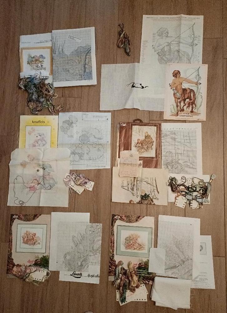 6 Borduurpakketten Niet alles compleet Soms aan begonnen (A), Hobby en Vrije tijd, Borduren en Borduurmachines, Zo goed als nieuw