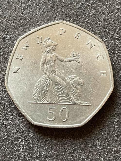 Britse vijftig pence zevenhoekig 1969, Postzegels en Munten, Penningen en Medailles, Overige materialen, Ophalen of Verzenden