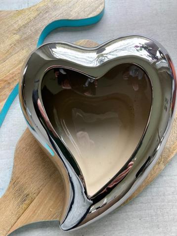 HART ZILVER GEGLAZUURD PLANTENSCHAAL GROOT 25 CM Nieuw beschikbaar voor biedingen