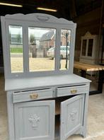 Antiek eiken commode met bovenspiegel, Ophalen, 25 tot 50 cm, 150 tot 200 cm, Minder dan 100 cm