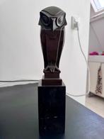 Mooi bronzen beeld: fraai gestileerde uil, art-deco stijl, Ophalen of Verzenden, Brons