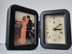 Klok kwarts uitklapbaar met fotolijst zwart, Huis en Inrichting, Woonaccessoires | Klokken, Ophalen of Verzenden, Gebruikt, Analoog