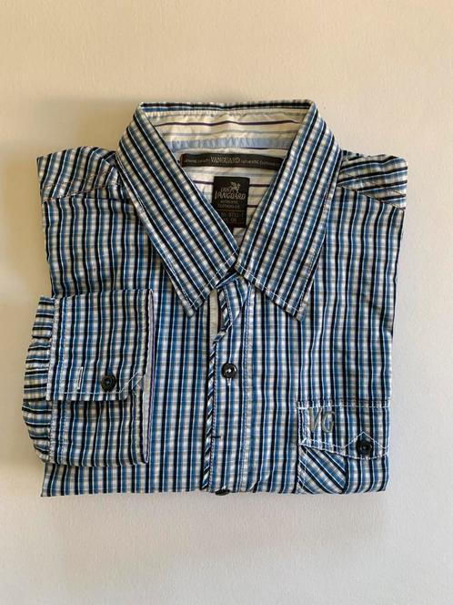Vanguard overhemd blauw wit streep ruit XXL nieuwstaat!, Kleding | Heren, Overhemden, Zo goed als nieuw, Overige halswijdtes, Blauw