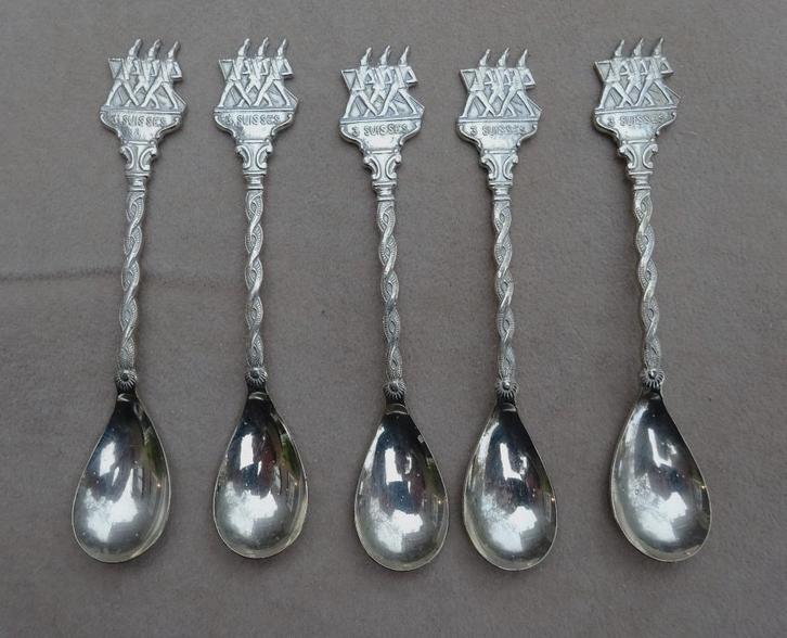 5 Verzilverde Theelepeltjes * 3 Suisses, Antiek en Kunst, Antiek | Bestek, Verzenden