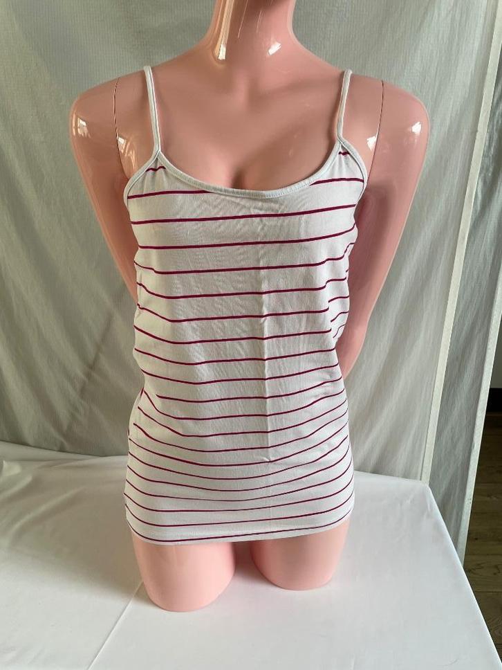 Lange Spaghettitop met strepen, maat 38, Kleding | Dames, Tops, Zo goed als nieuw, Maat 38/40 (M), Wit, Zonder mouw, Ophalen of Verzenden