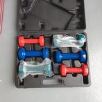 Halterset met 6 gewichten in koffer, Sport en Fitness, Fitnessmaterialen, Ophalen, Gebruikt, Rug, Dumbbell