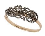 Slavenarmband met 87 roos diamanten antieke broche 14k goud, Ophalen of Verzenden, Goud, Armband, Met edelsteen
